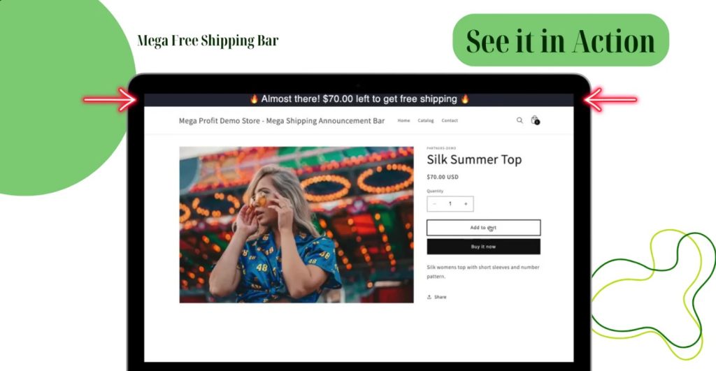 free shipping bar on a laptop screen